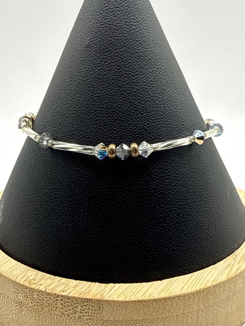 Boho Crystal Beaded Magnetic Bracelet Silver Gold Mixed Tone Celestial Aesthetic